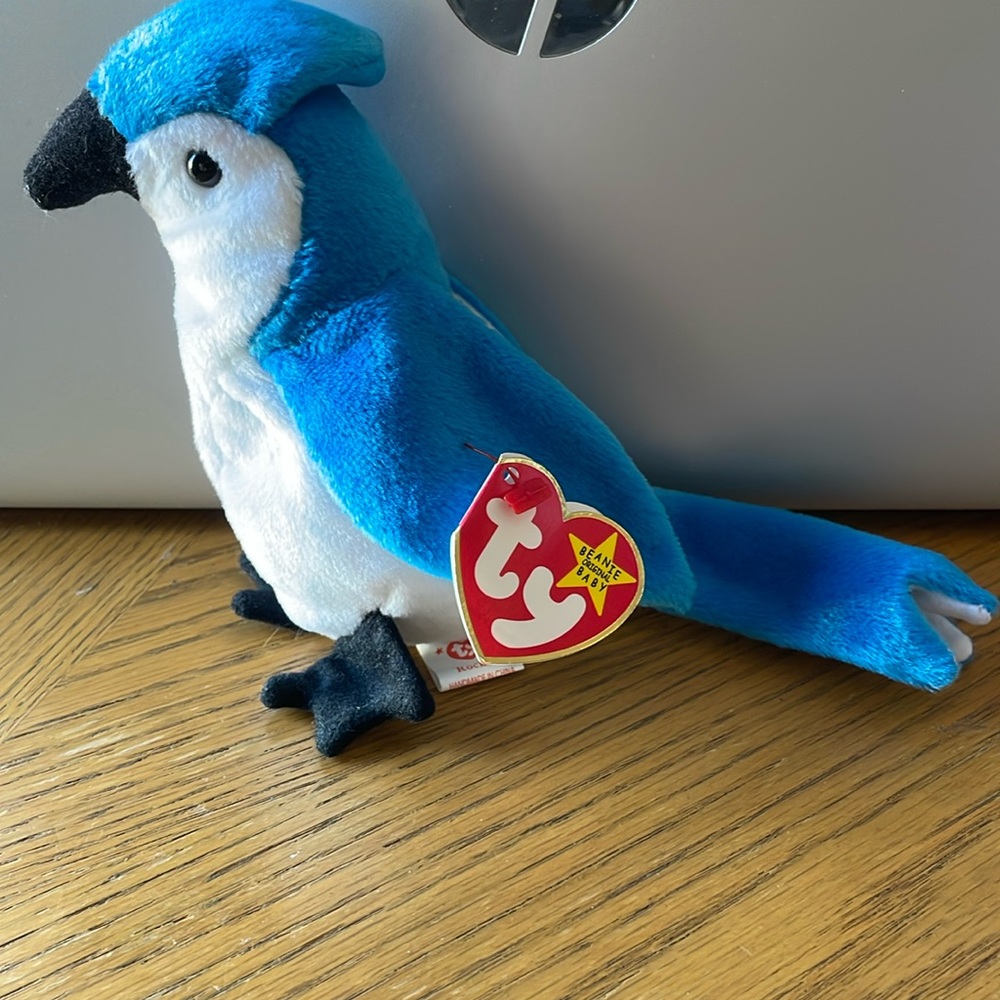 TY "ROCKET" the Blue Jay 1998 Beanie Baby Plush Toy Collectible NWT